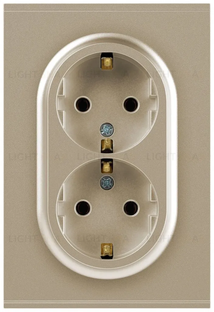 Розетка Эра Arktik 16-2105-04 двойная с заземлением 2X2P+E Schuko со шторками 16А-250В шампань Б0070457 Б0070457