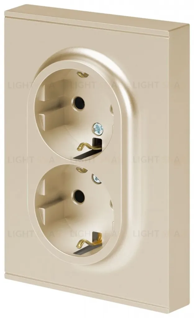 Розетка Эра Arktik 16-2105-04 двойная с заземлением 2X2P+E Schuko со шторками 16А-250В шампань Б0070457 Б0070457