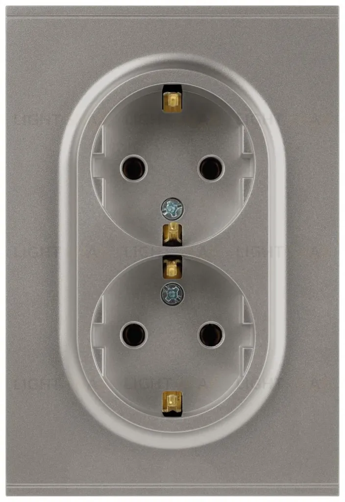 Розетка Эра Arktik 16-2105-07 двойная с заземлением 2X2P+E Schuko со шторками 16А-250В титан Б0070460 Б0070460