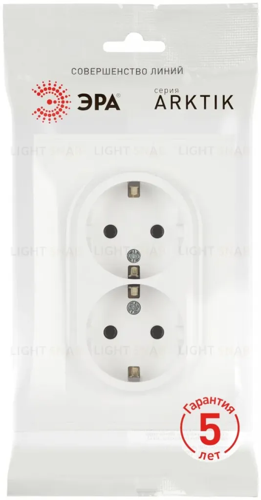 Розетка Эра Arktik 16-2105-08 двойная с заземлением 2X2P+E Schuko со шторками 16А-250В белый матовый Б0070461 Б0070461