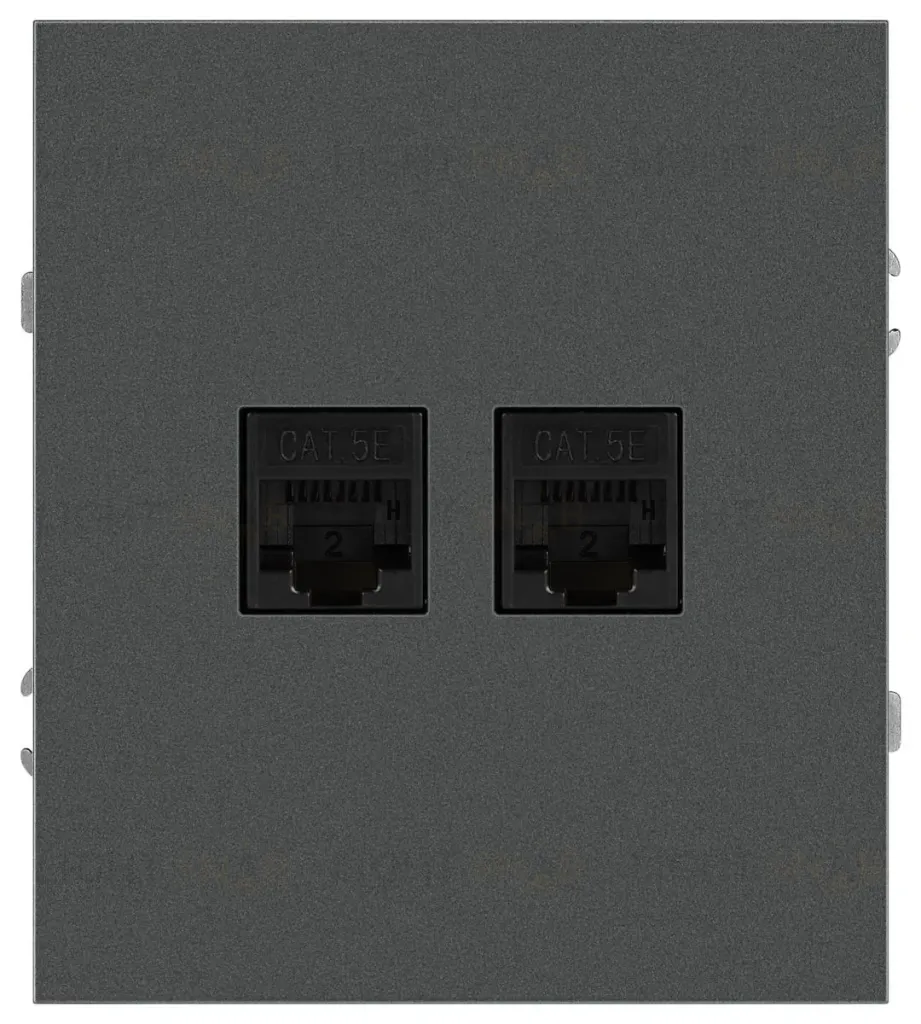 Розетка Эра Arktik 16-3108-06 информационная двойная 2XRJ45 графит Б0070489 Б0070489