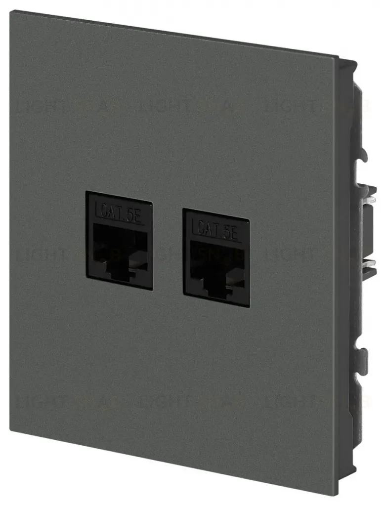 Розетка Эра Arktik 16-3108-06 информационная двойная 2XRJ45 графит Б0070489 Б0070489