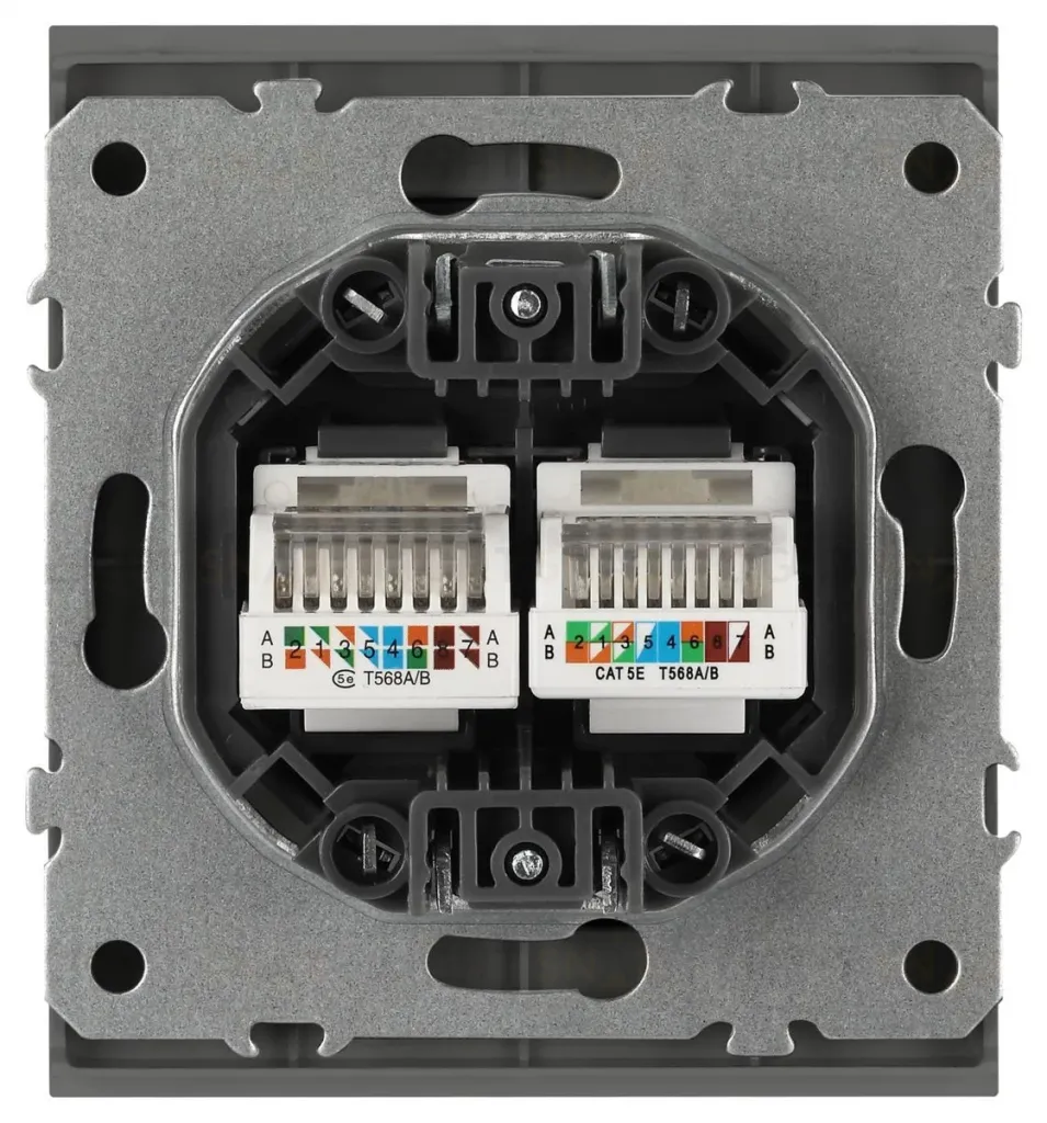 Розетка Эра Arktik 16-3108-06 информационная двойная 2XRJ45 графит Б0070489 Б0070489