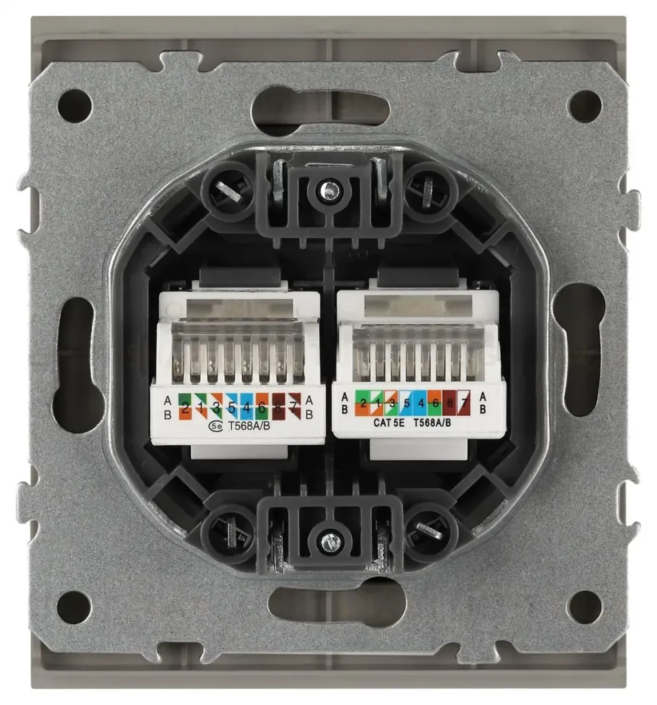 Розетка Эра Arktik 16-3108-07 информационная двойная 2XRJ45 титан Б0070490 Б0070490