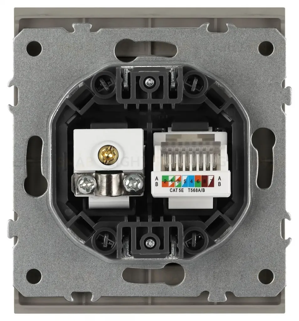 Розетка Эра Arktik 16-3110-07 комбинированная RJ45+TV титан Б0070500 Б0070500