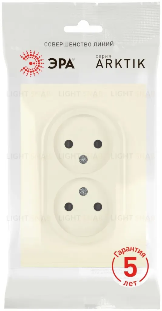Розетка Эра Arktik 16-2107-02 без заземления двойная 2X2P 16А-250В слоновая кость Б0071682 Б0071682