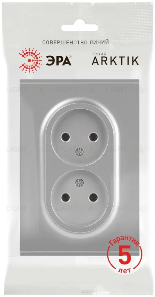 Розетка Эра Arktik 16-2107-03 без заземления двойная 2X2P 16А-250В алюминий Б0071683 Б0071683