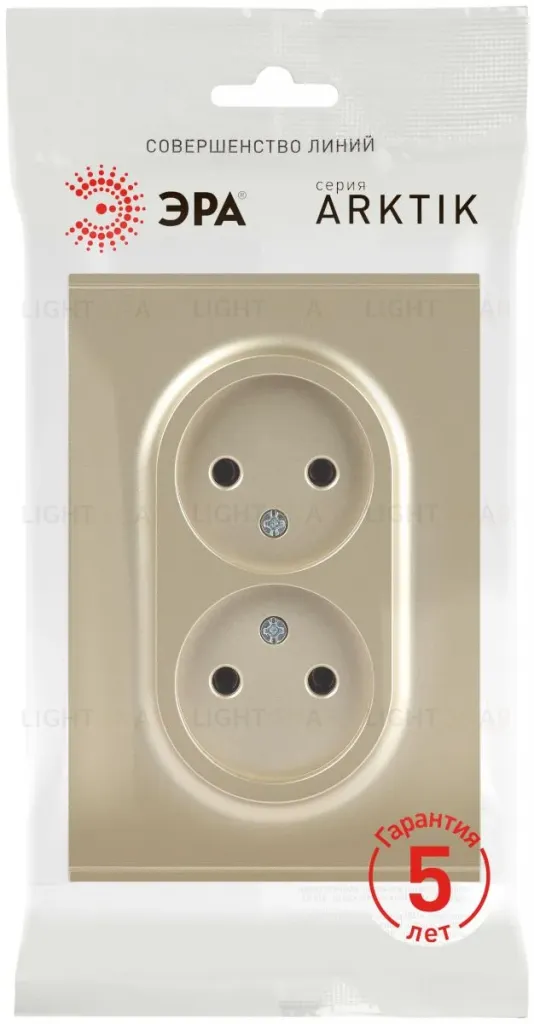 Розетка Эра Arktik 16-2107-04 без заземления двойная 2X2P 16А-250В шампань Б0071684 Б0071684