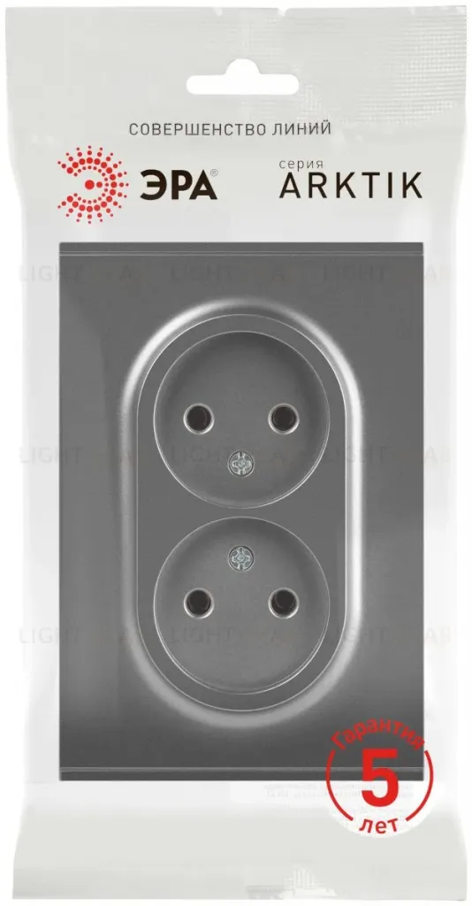 Розетка Эра Arktik 16-2107-06 без заземления двойная 2X2P 16А-250В графит Б0071686 Б0071686