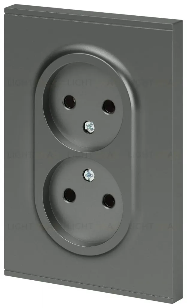 Розетка Эра Arktik 16-2107-06 без заземления двойная 2X2P 16А-250В графит Б0071686 Б0071686
