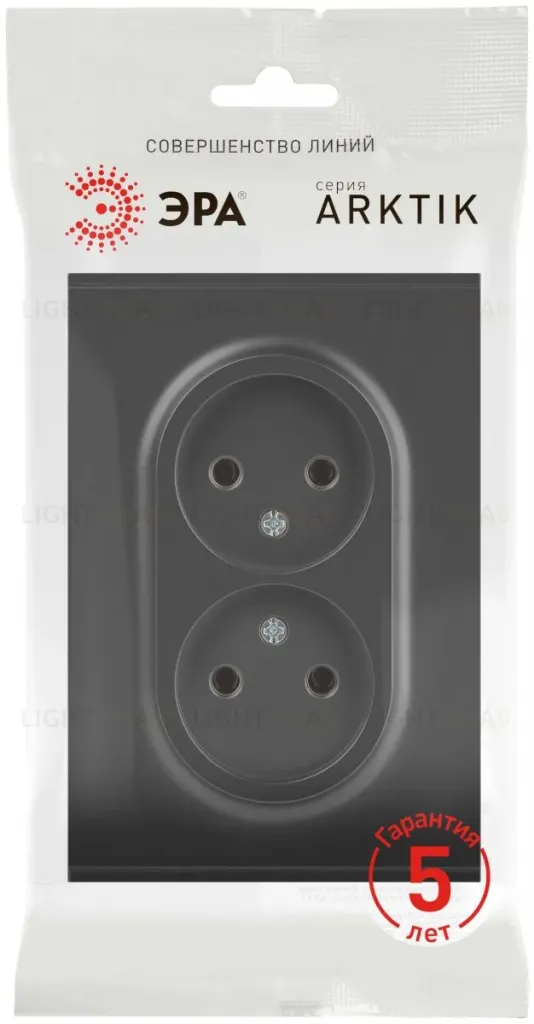 Розетка Эра Arktik 16-2107-05 без заземления двойная 2X2P 16А-250В антрацит Б0071685 Б0071685