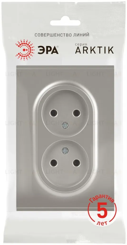 Розетка Эра Arktik 16-2107-07 без заземления двойная 2X2P 16А-250В титан Б0071687 Б0071687