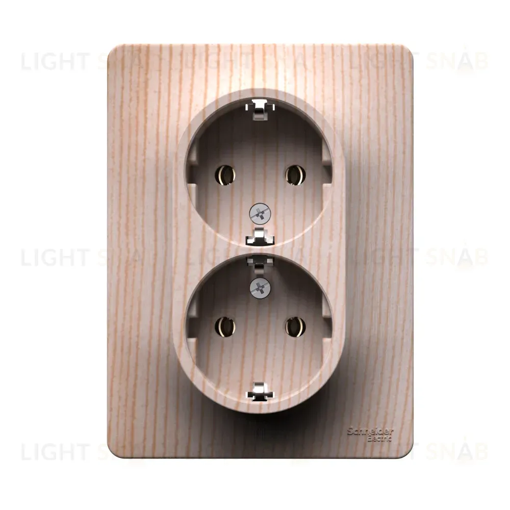 Розетка двойная с заземлением, 16А, в сборе, Сосна Systeme Electric Glossa GSL001524 GSL001524