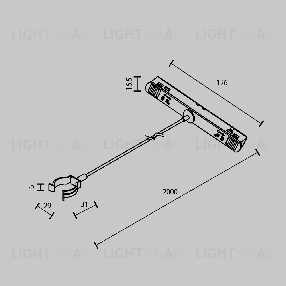 Коннектор с тросовым подвесом Tau в шинопровод Gravity Maytoni Technical TRA101SWT-2BB TRA101SWT-2BB