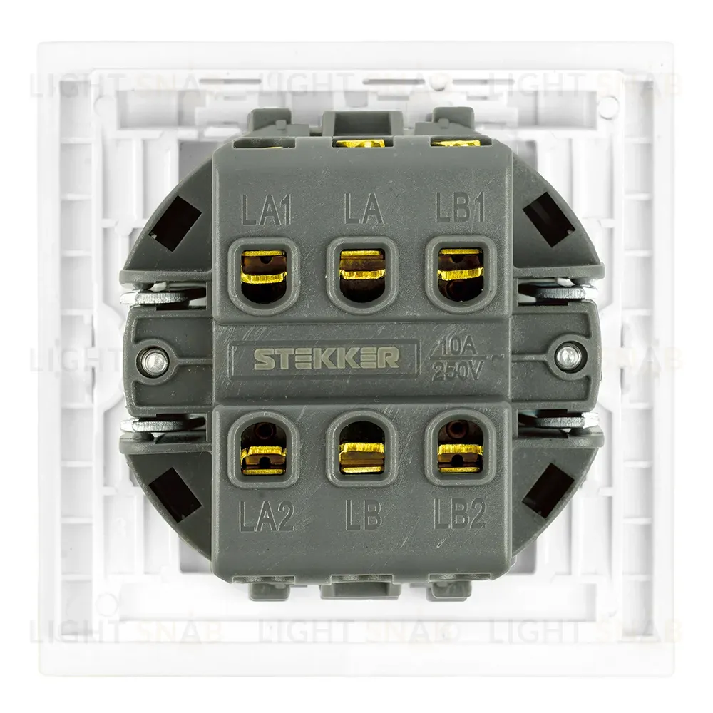 Выключатель двухклавишный Stekker Мия RSW10-3111-01 белая магнолия 50788 50788