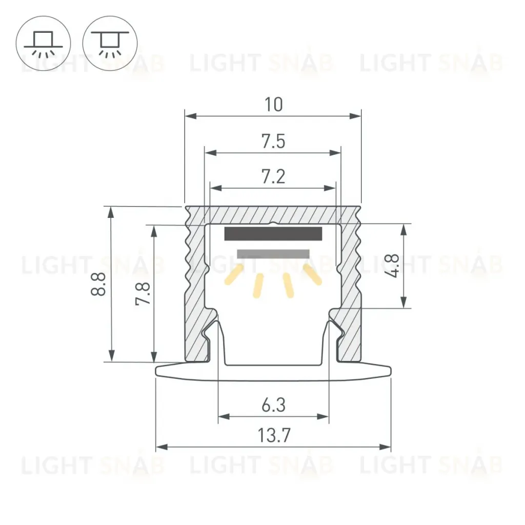 Профиль Arlight SL-MINI-10-3000 ANOD (Алюминий) 064305 064305