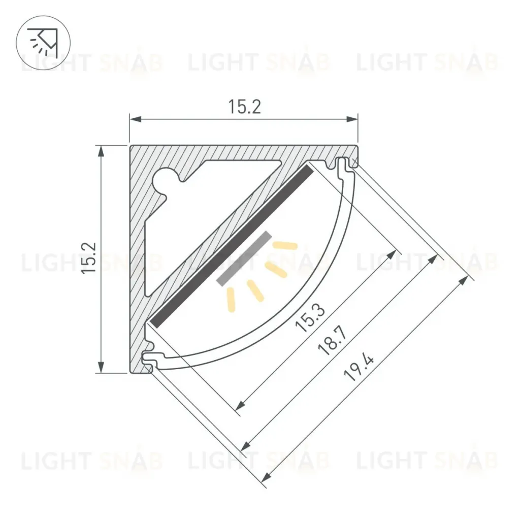 Профиль Arlight SL-KANT-H15-2000 ANOD (BY) (Алюминий) 059782 059782