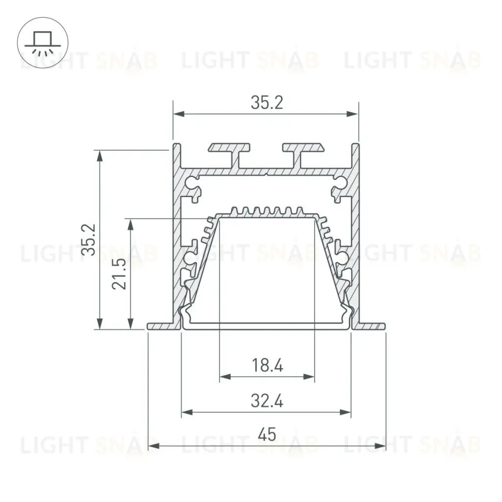 Профиль Arlight LINIA45-F-TRAY-2000 ANOD (Алюминий) 062165 062165