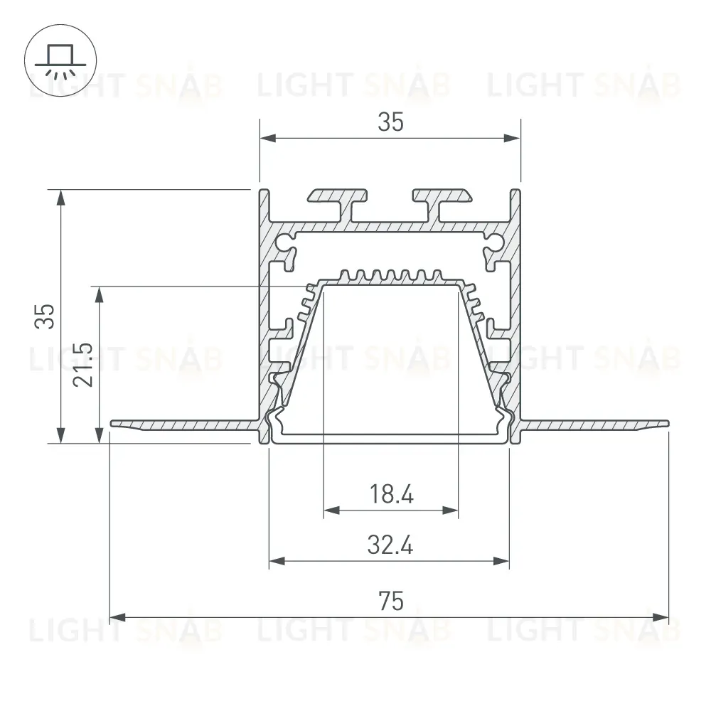 Профиль Arlight LINIA32-FANTOM-TRAY-3000 ANOD (Алюминий) 062190 062190
