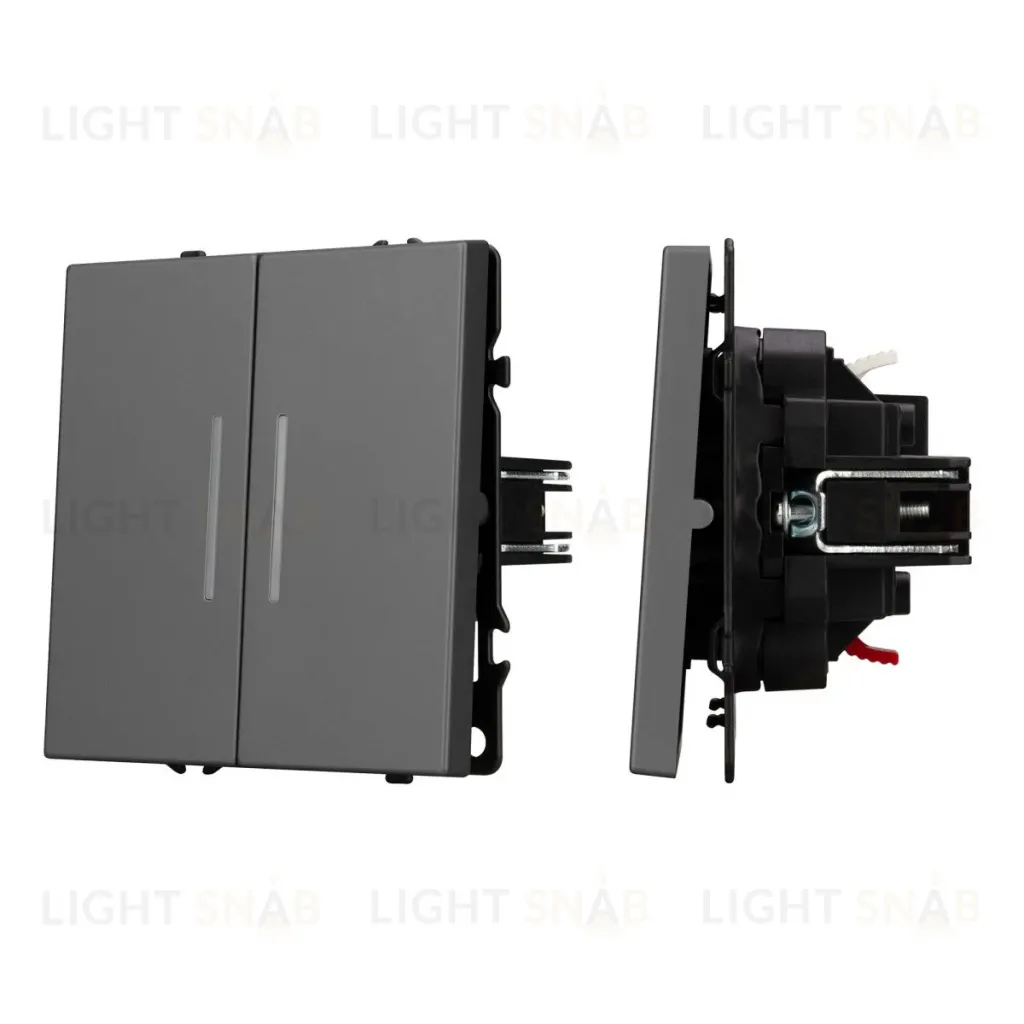Выключатель 2 кл подсветка софт-тач серый базальт Arlight SWT-MK02-SFPL-L-GR (250V, 10A) 054266(1) 054266(1)