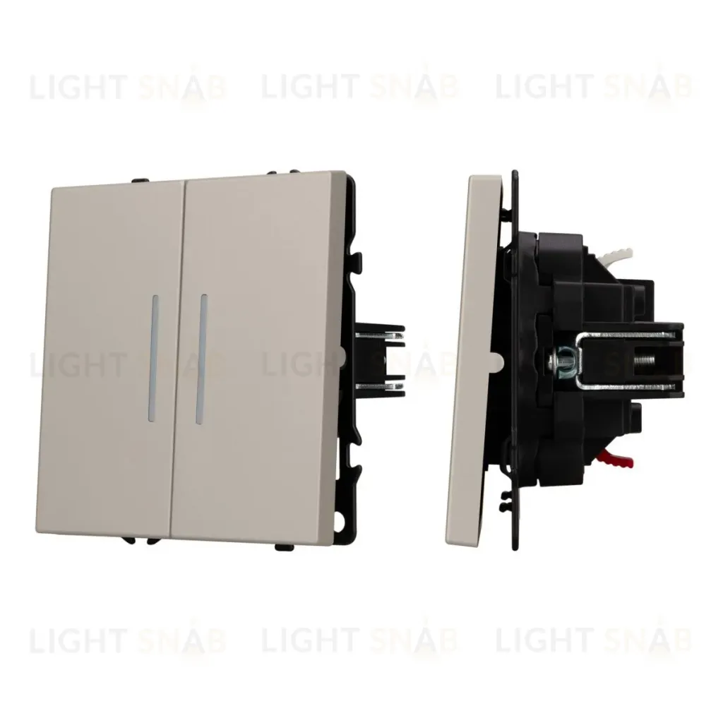 Выключатель звонковый 2 кл подсветка софт-тач кашемир Arlight SWT-MKR2-SFPL-L-CA (250V, 10A) 061787(2) 061787(2)