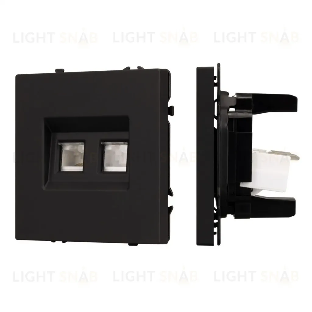 Розетка компьютерная двойная софт-тач черный оникс Arlight SCT-MPC2-SFPL-BK (2хRJ-45, CAT6) 054313(1) 054313(1)