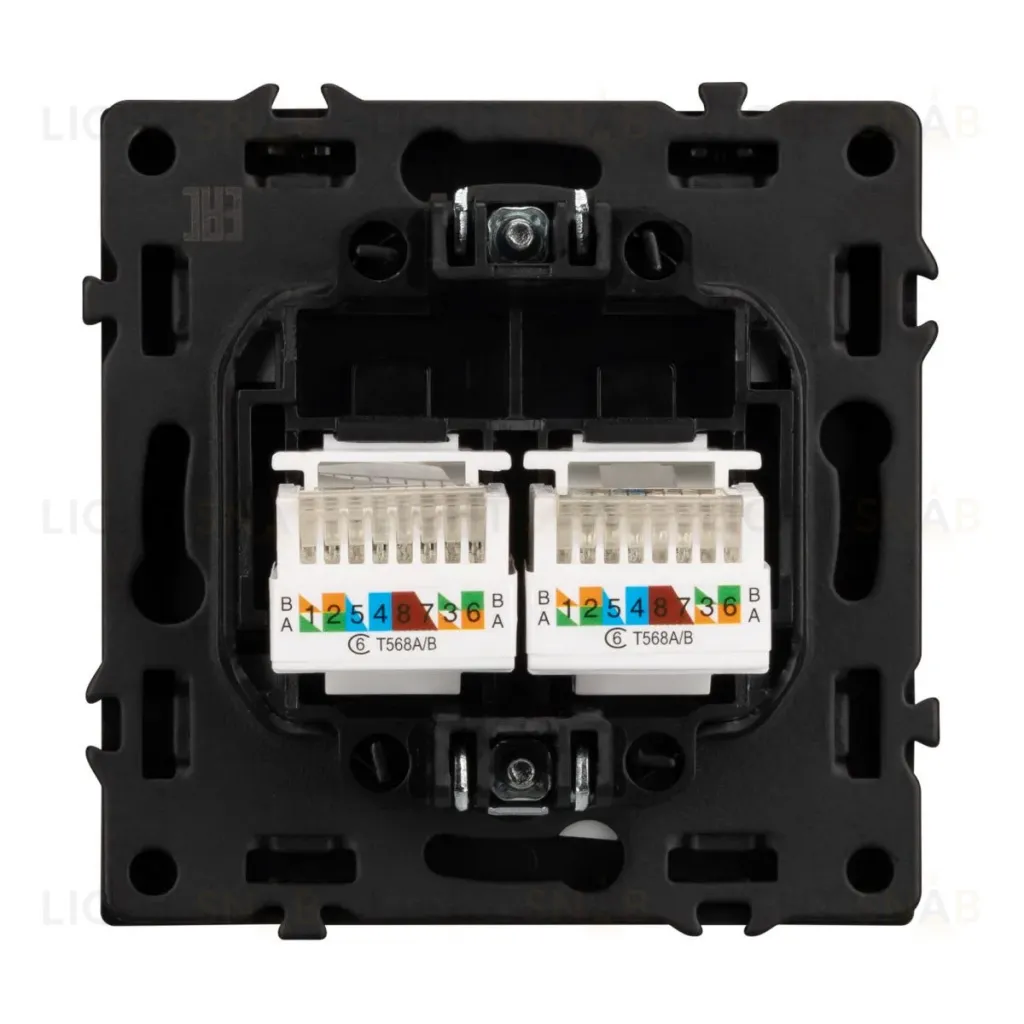 Розетка компьютерная двойная софт-тач черный оникс Arlight SCT-MPC2-SFPL-BK (2хRJ-45, CAT6) 054313(1) 054313(1)
