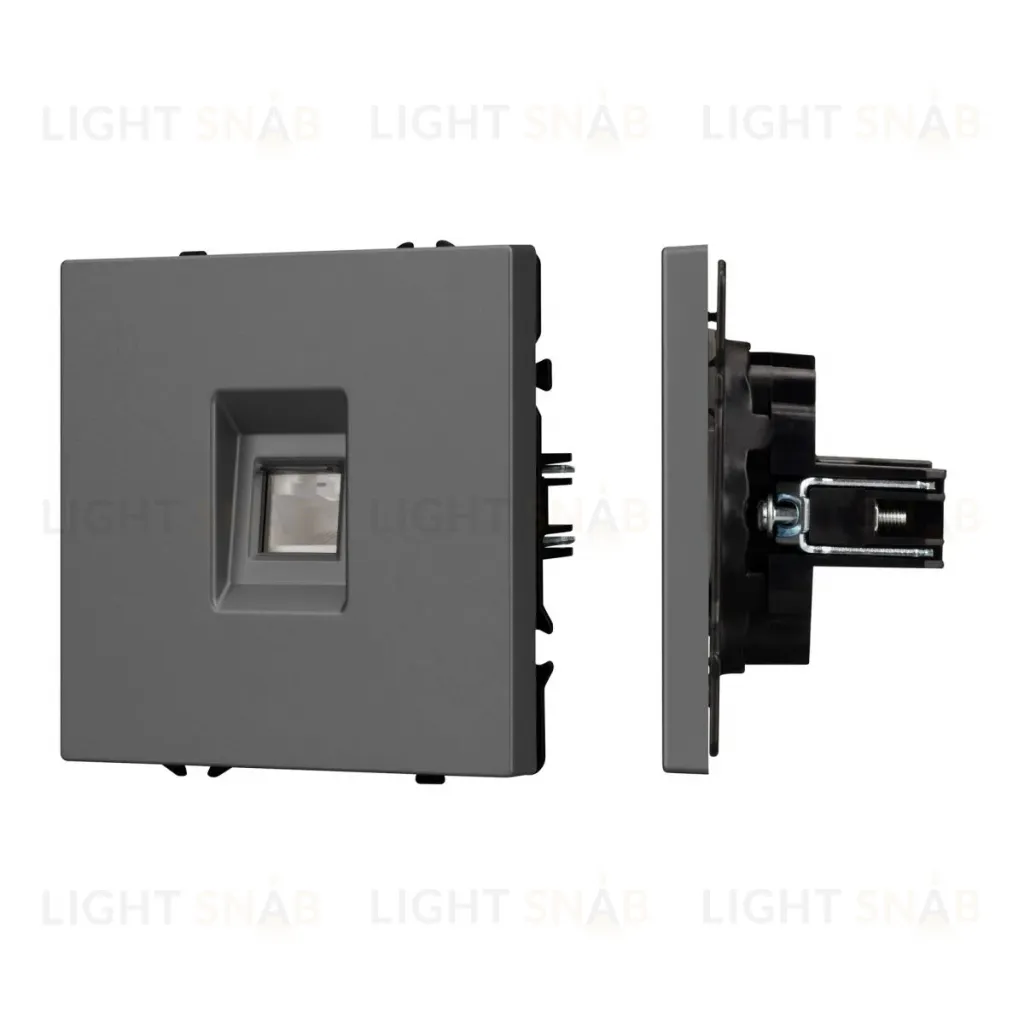 Розетка компьютерная софт-тач серый базальт Arlight SCT-MPC1-SFPL-GR (RJ-45, CAT6) 054307(1) 054307(1)