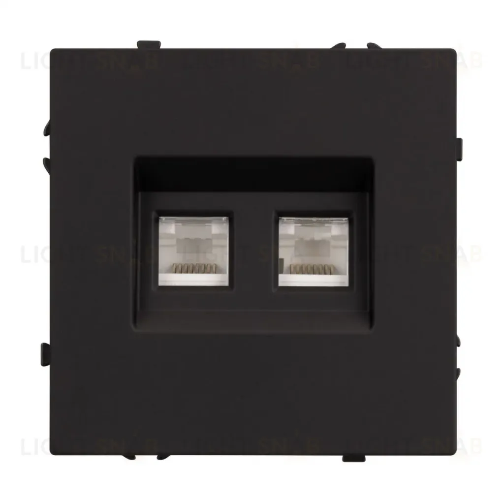 Розетка компьютерная двойная софт-тач черный оникс Arlight SCT-MPC2-SFPL-BK (2хRJ-45, CAT6) 054313(1) 054313(1)