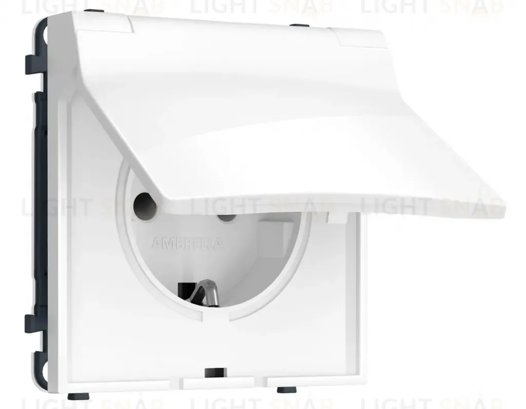 Комплект механизма электрической розетки SIGMA Белый глянец 50Hz 2P+E с/з с/ш и крышкой IP44 16A-250V QUANT PRO Ambrella Volt MS108010 (SP1080, PR141) MS108010