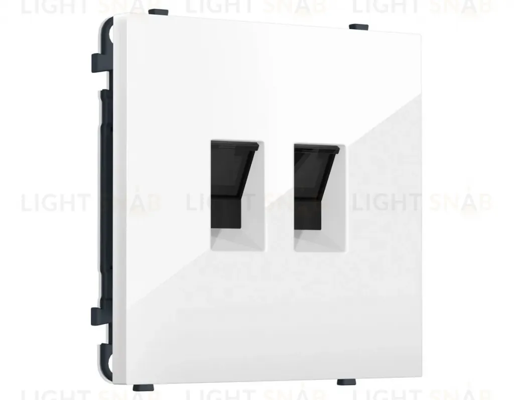 Комплект механизма компьютерной двойной розетки SIGMA Белый глянец RJ-45 Ambrella Volt MS112110 (SP1121, PR189) MS112110