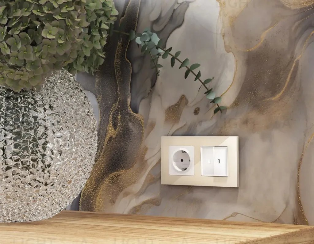 Комплект механизма 2-кл выключателя с самовозвратом с подсветкой 5600K ALFA Белый глянец QUANT Ambrella Volt MA104055 (AP1040, VM129, G14W) MA104055