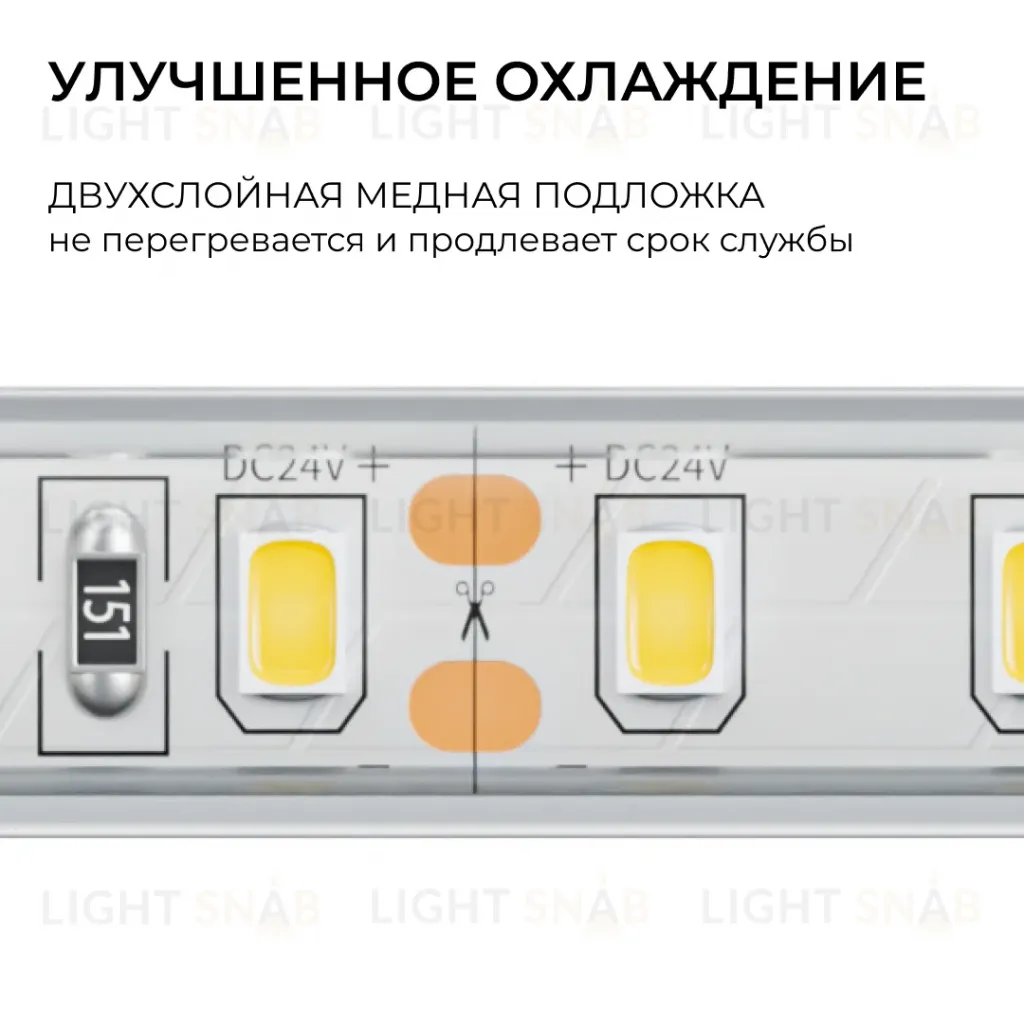 Светодиодная лента Apeyron 24В, 9,6 Вт/м, 800 лм/м, 4000К, smd2835, 120 д/м, IP65, 5м 00-442 00-442
