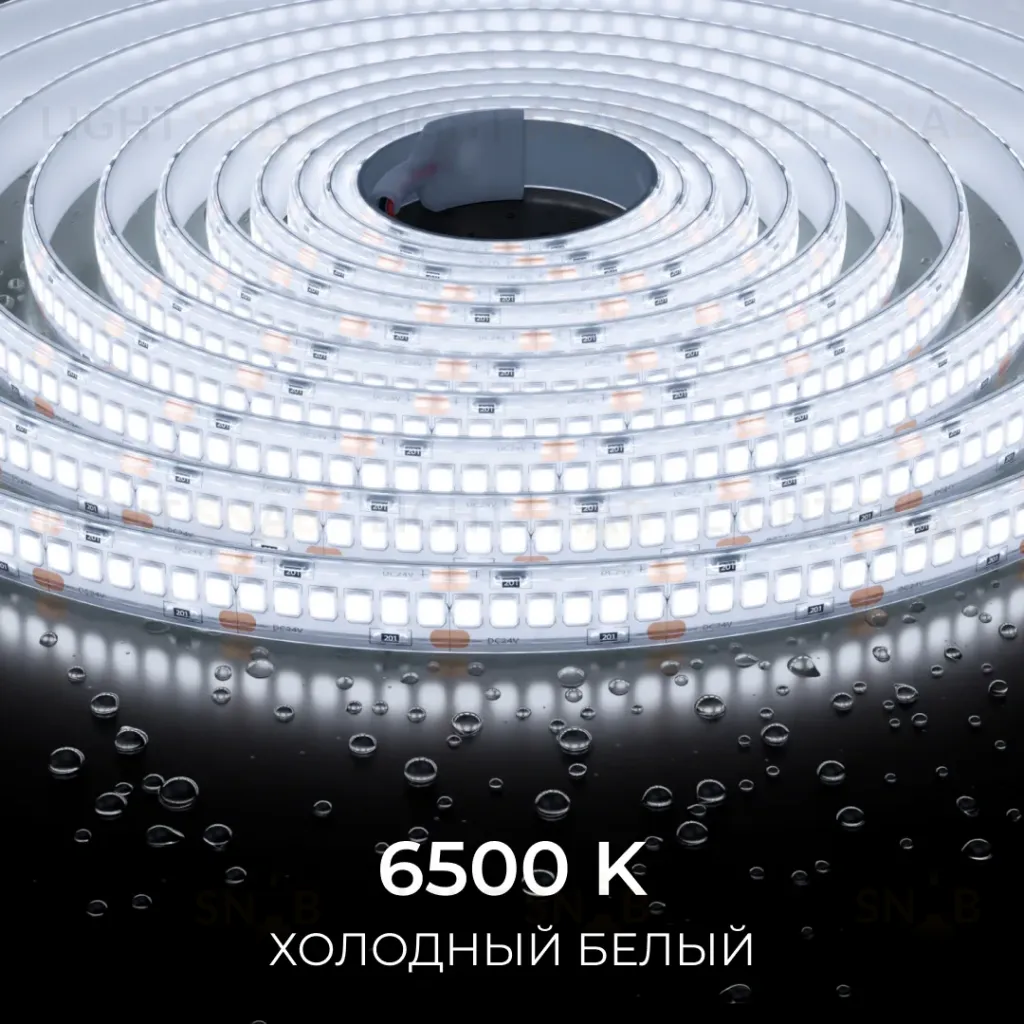 Светодиодная лента Apeyron 24В, 14,4 Вт/м, 1200 лм/м, 6500К, smd2835, 240 д/м, IP65, 5м 00-505 00-505