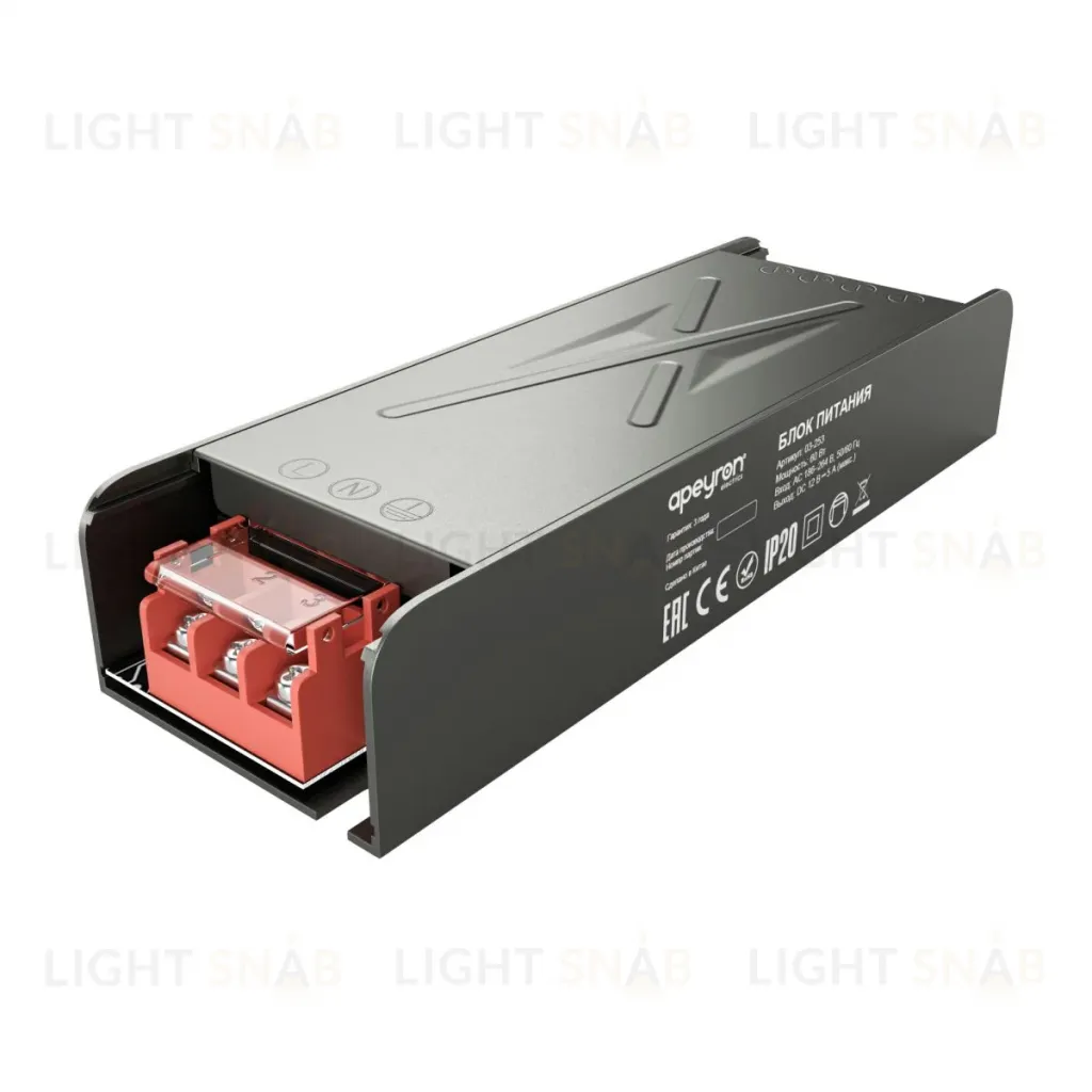 Блок питания Apeyron 12В 60Вт 186-264В 5А IP20 03-253 03-253