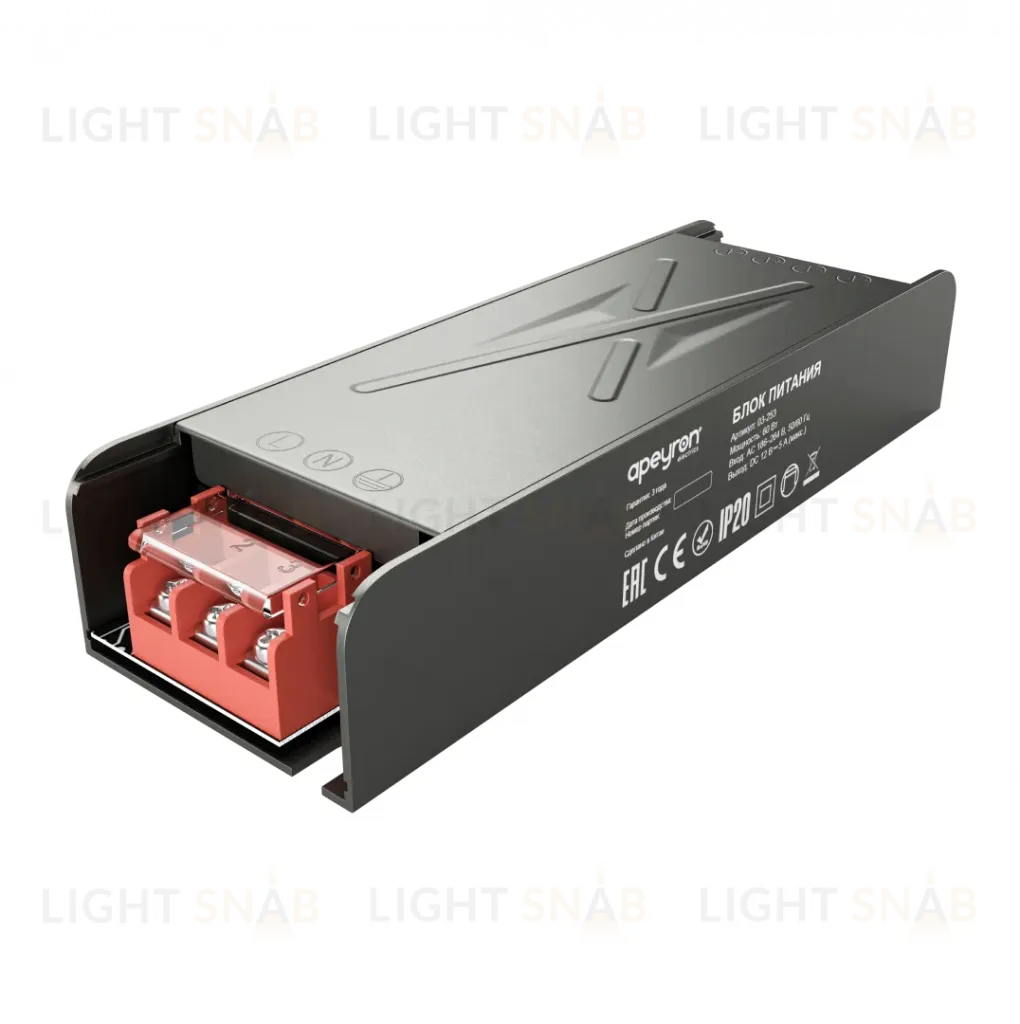 Блок питания Apeyron 12В 60Вт 186-264В 5А IP20 03-253 03-253