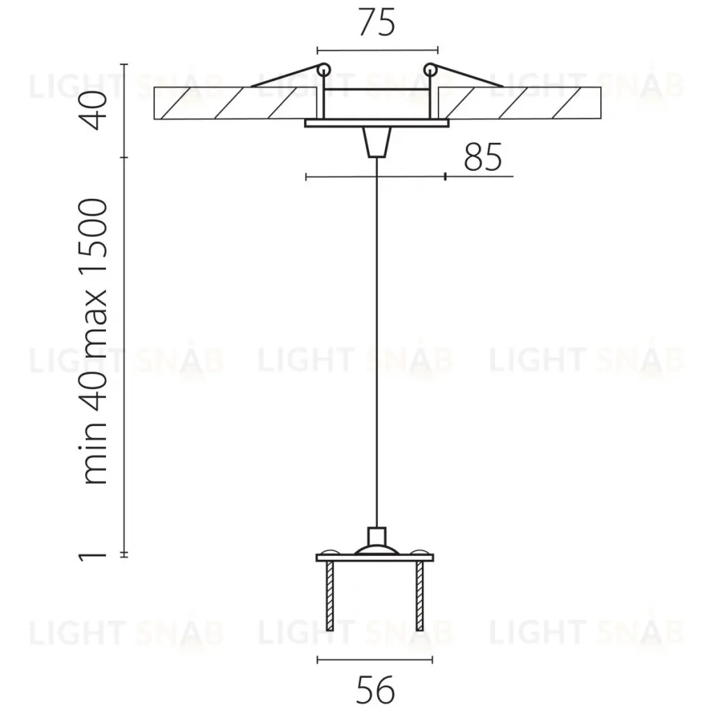 Подвесное встраиваемое крепление для светильников 2144XХ Lightstar Rullo 590047 590047