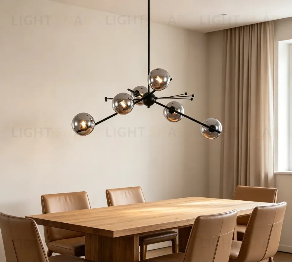 Люстра на штанге Delight Collection 9303P-6 black/smoky 9303P-6 black/smoky
