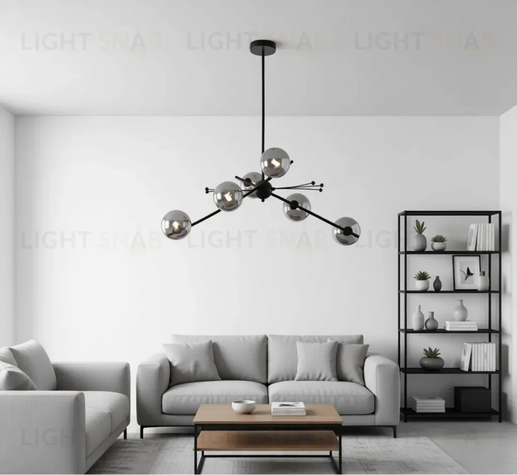 Люстра на штанге Delight Collection 9303P-6 black/smoky 9303P-6 black/smoky