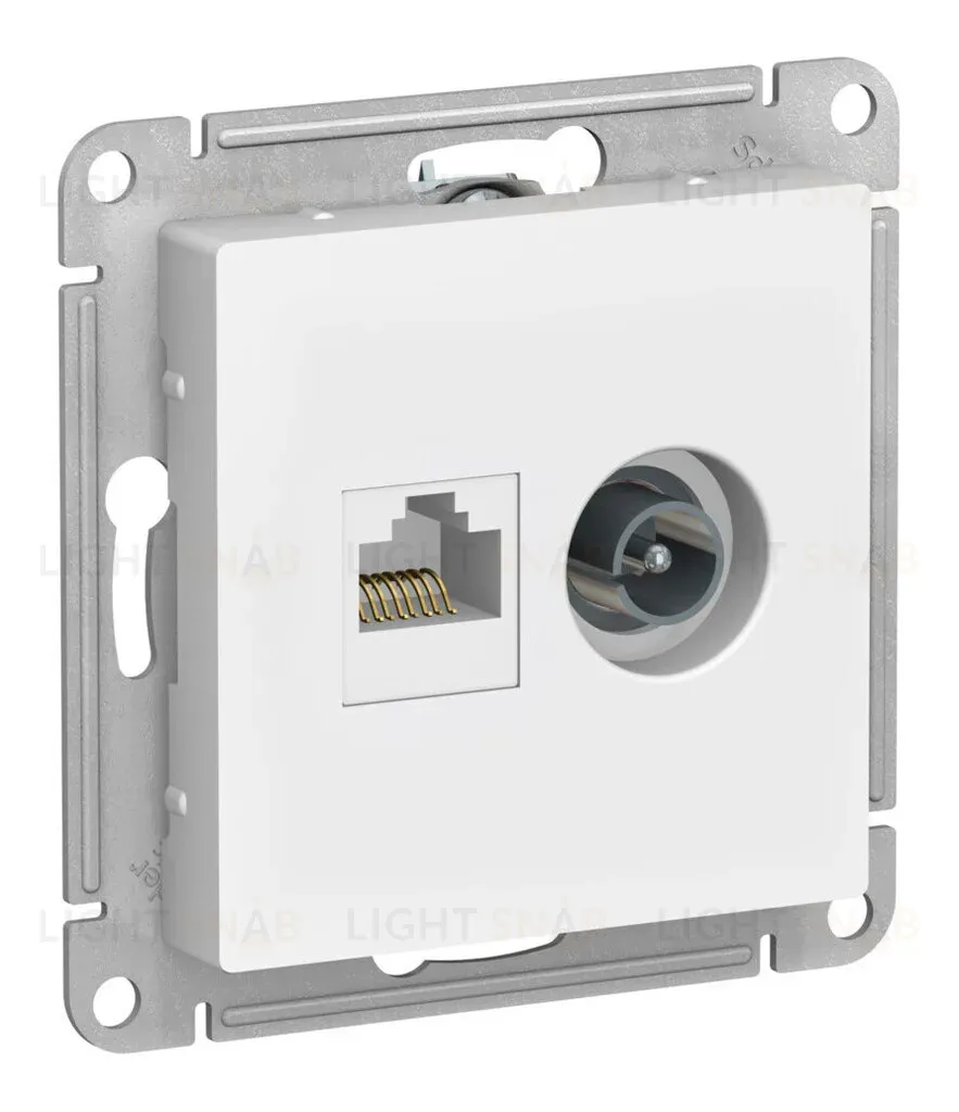 Розетка двойная ТВ + компьютерная RJ45, кат. 5Е Systeme Electric AtlasDesign Лотос ATN001389 ATN001389