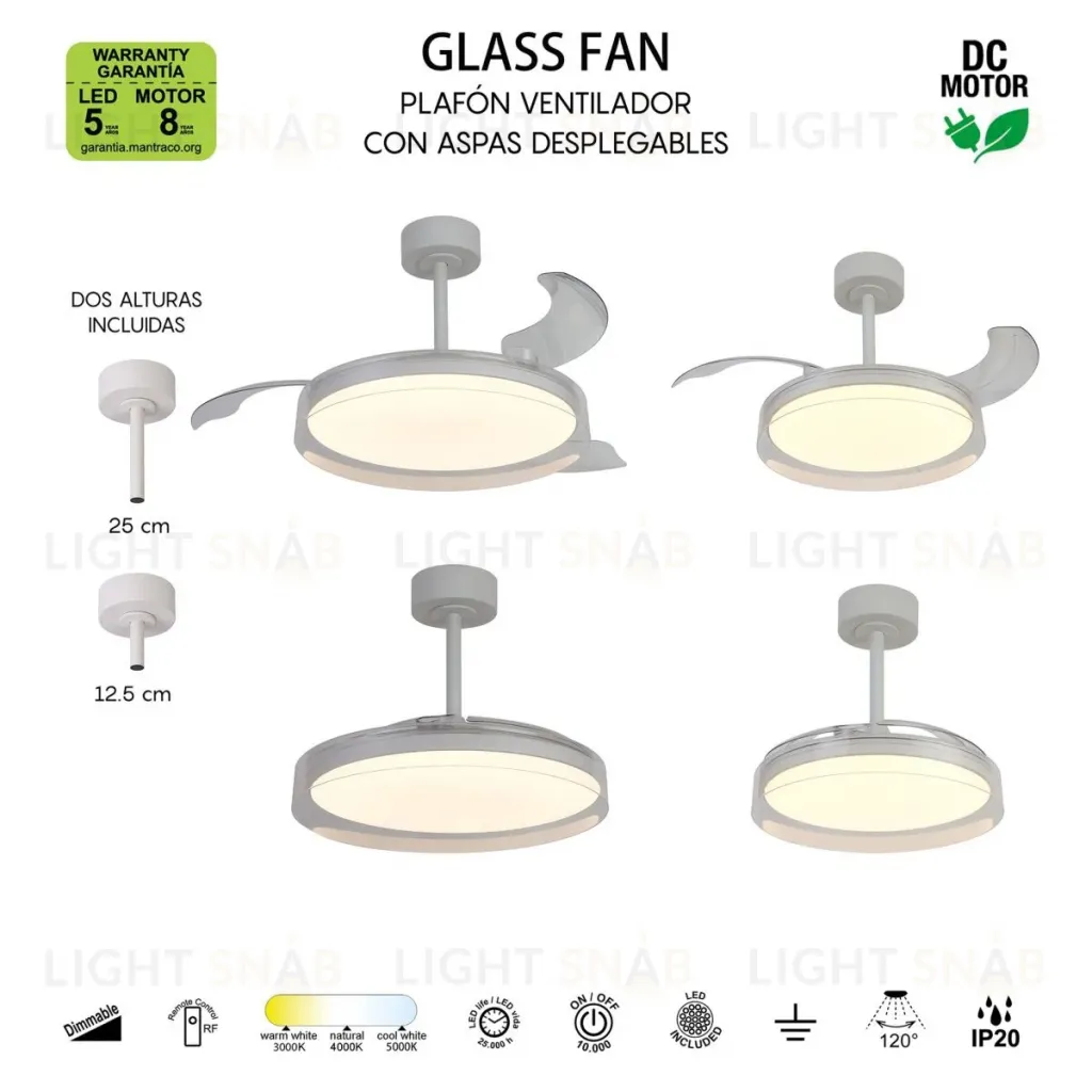 Люстра-вентилятор Mantra Glass Fan 9525 9525