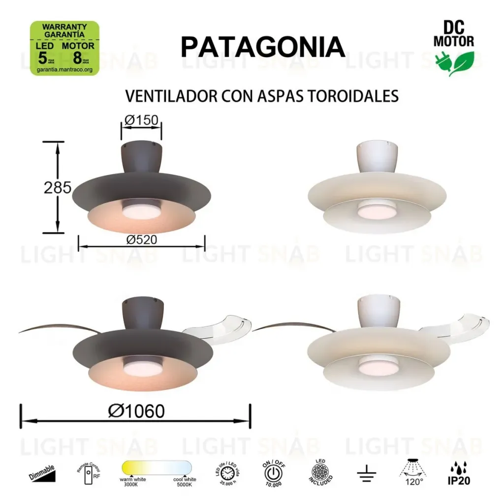 Люстра-вентилятор Mantra Patagonia 9521 9521