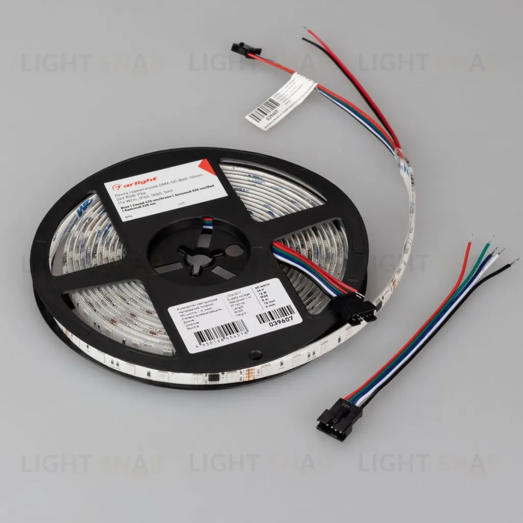 Светодиодная лента герметичная Arlight DMX-SE-B60-10mm 24V RGB-PX6 (14 W/m, IP65, 5m) 039607(1) 039607(1)