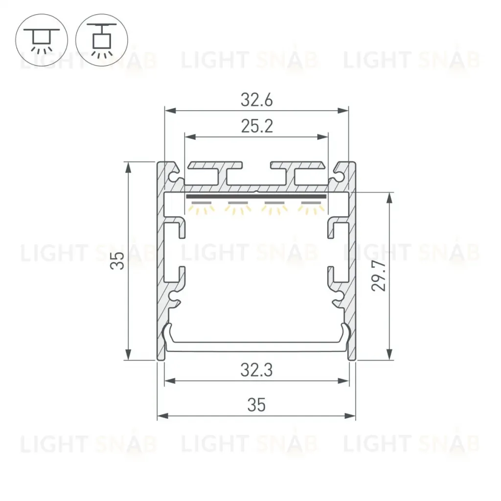Профиль Arlight SL-LINE-3535-2000 ANOD с рефлектором (Алюминий) 064460 064460
