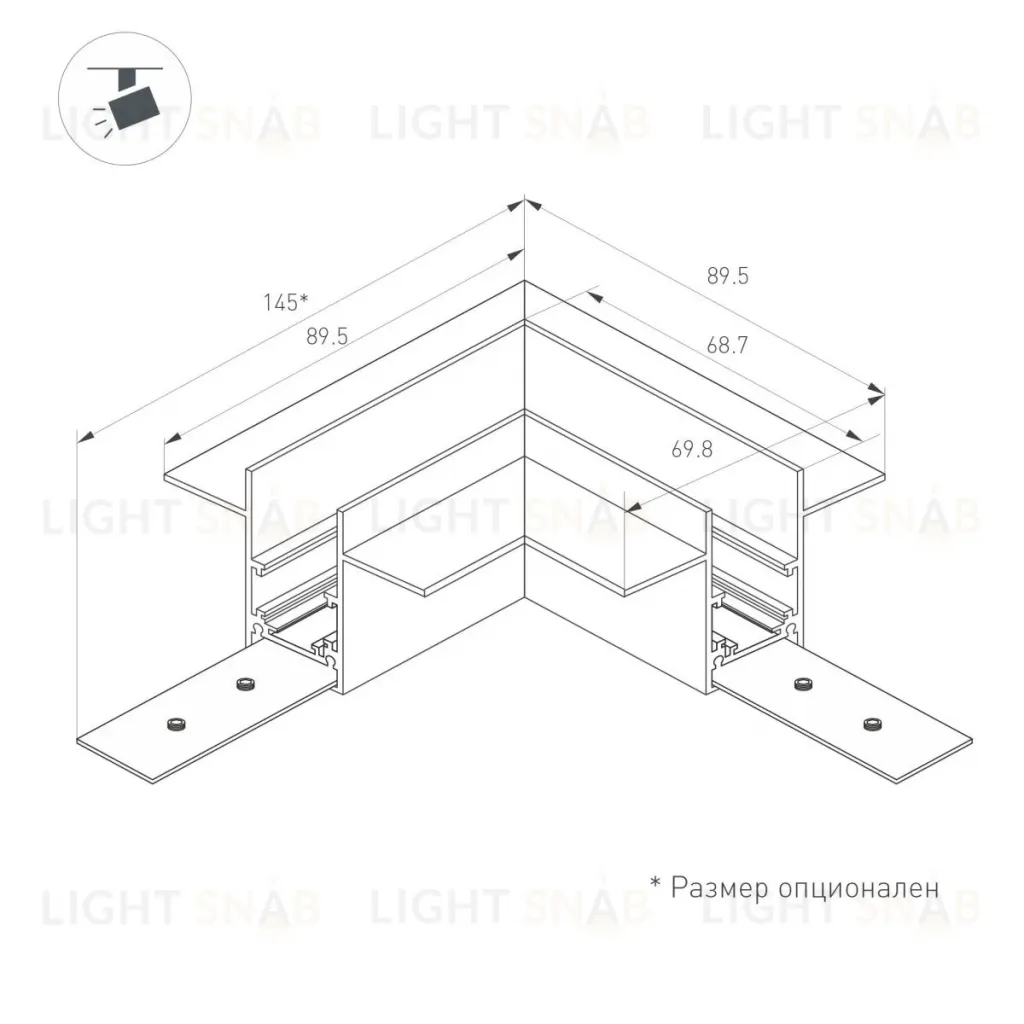 Коннектор угловой Arlight MAG-ORIENT-CON-2653-FDW-L90 (BK) (Металл) 044155(1) 044155(1)