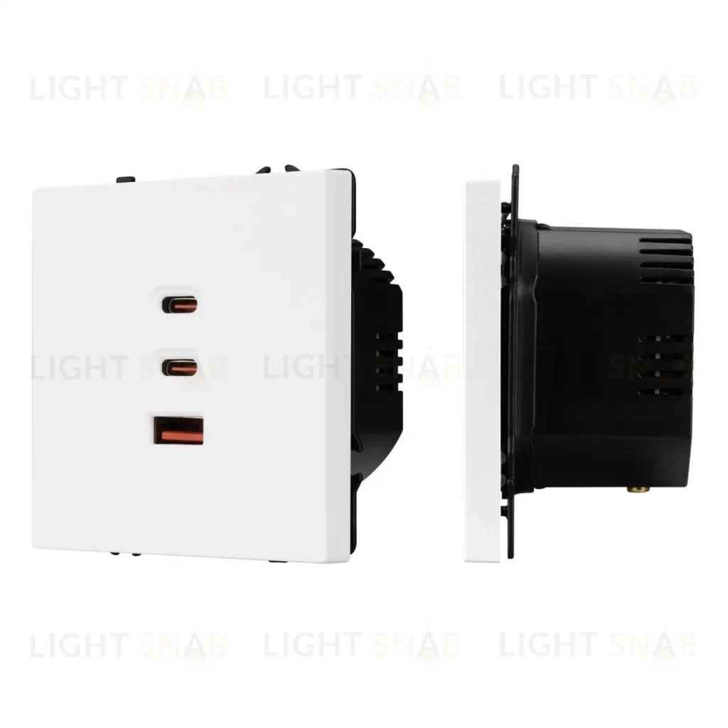 Механизм розетки с быстрой USB зарядкой Arlight SCT-NOBE-MUACC-SFPL-FC-WH (65W, QC3) 061839 061839