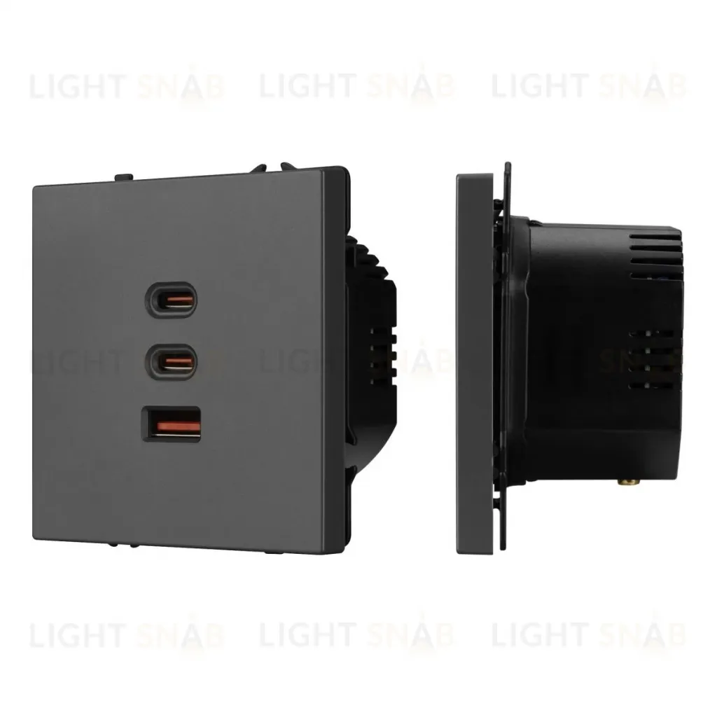 Механизм розетки с быстрой USB зарядкой Arlight SCT-NOBE-MUACC-SFPL-FC-GR (65W, QC3) 061837 061837