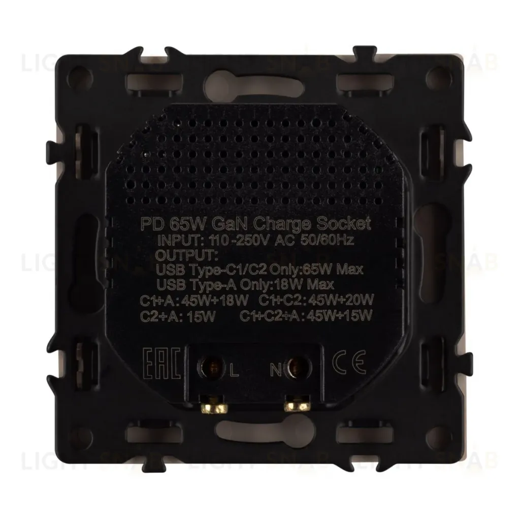 Механизм розетки с быстрой USB зарядкой Arlight SCT-NOBE-MUACC-SFPL-FC-CA (65W, QC3) 061835 061835