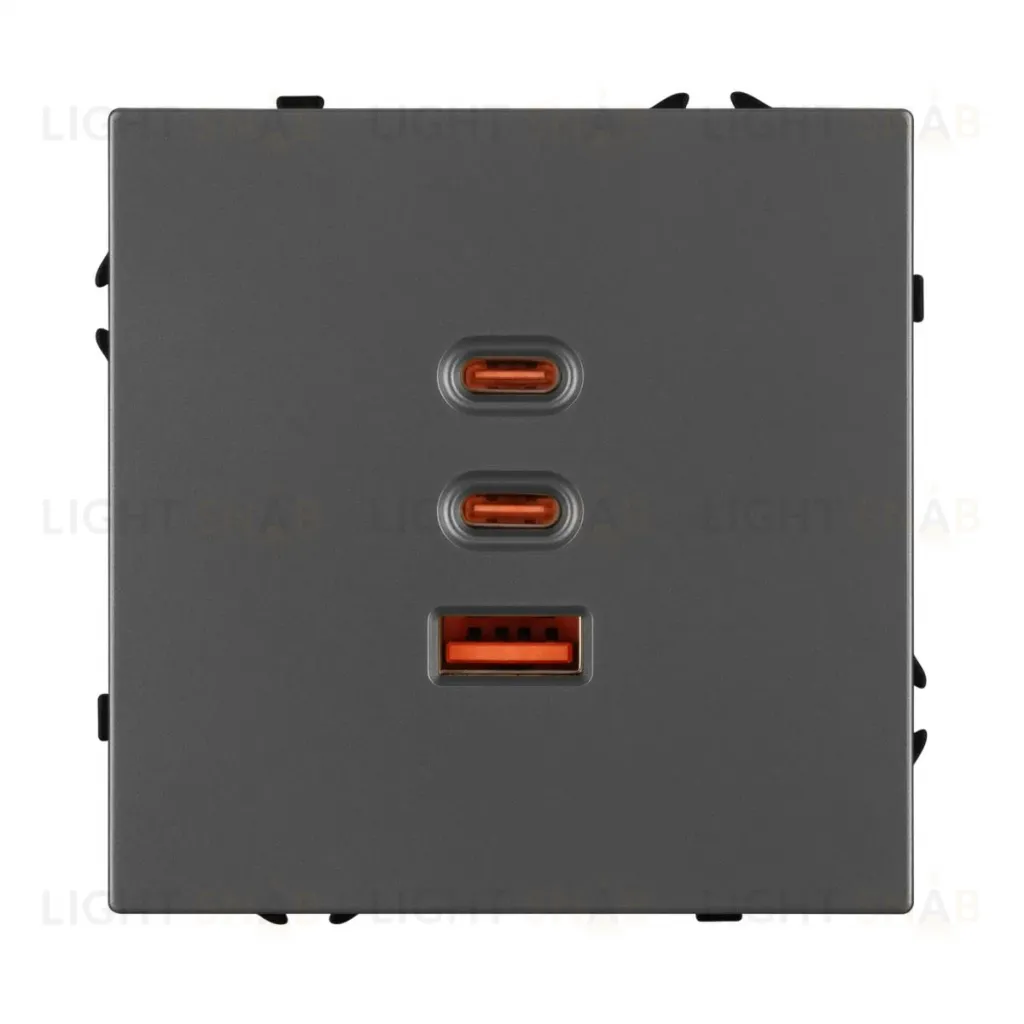 Механизм розетки с быстрой USB зарядкой Arlight SCT-NOBE-MUACC-SFPL-FC-GR (65W, QC3) 061837 061837