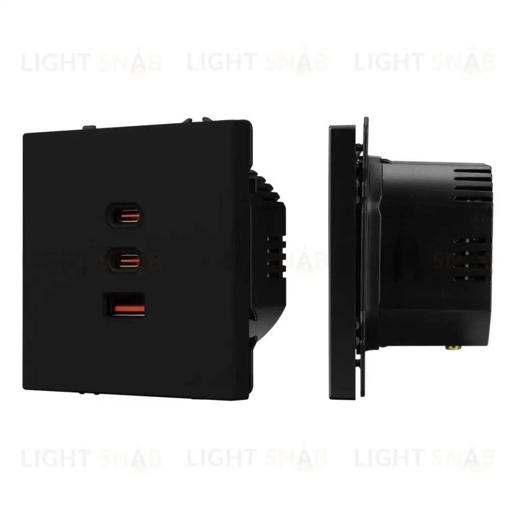 Механизм розетки с быстрой USB зарядкой Arlight SCT-NOBE-MUACC-SFPL-FC-BK (65W, QC3) 061834 061834